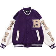Hip-hop flocking printed baseball uniform jacket for men and women