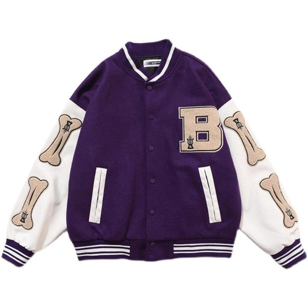 Hip-hop flocking printed baseball uniform jacket for men and women