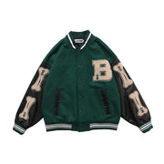 Hip-hop flocking printed baseball uniform jacket for men and women