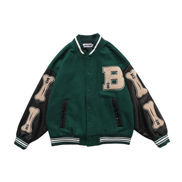 Hip-hop flocking printed baseball uniform jacket for men and women