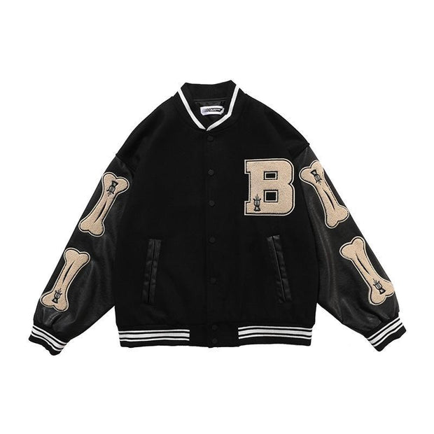 Hip-hop flocking printed baseball uniform jacket for men and women