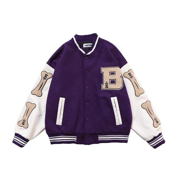 Hip-hop flocking printed baseball uniform jacket for men and women