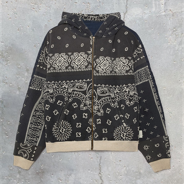 Personalized Men's Zip Cardigan Long Sleeve Cashew Flower Hoodie