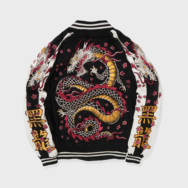 Casual japanese sakura dragon baseball rugby street jacket