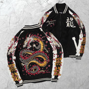 Casual japanese sakura dragon baseball rugby street jacket