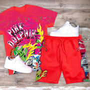 Personalized print fashion short sleeve suit