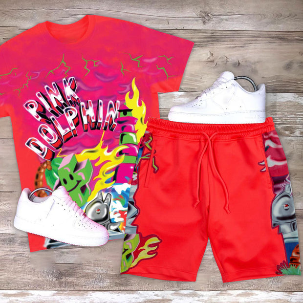 Personalized print fashion short sleeve suit