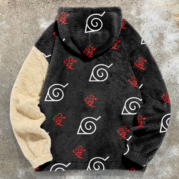 Trendy Cloud Print Plush Street Hoodie