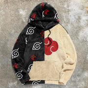 Trendy Cloud Print Plush Street Hoodie