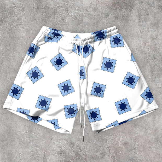 Retro Comic Print Casual Street Shorts