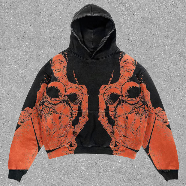 Hooded sweatshirt with statement fashion print