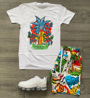 Casual printed short-sleeved suit