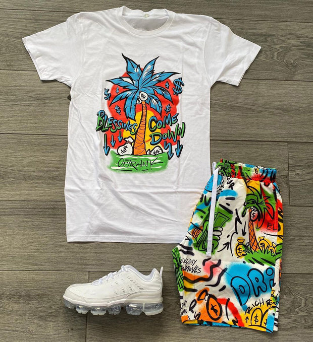 Casual printed short-sleeved suit