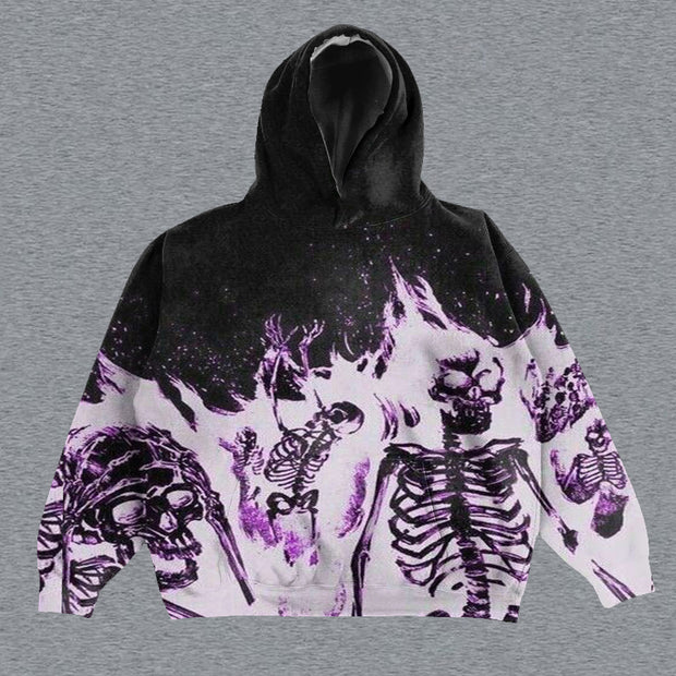 Skull Print Long Sleeve Hoodie