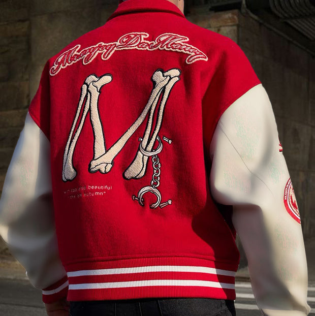 Casual bone chain rugby baseball jacket