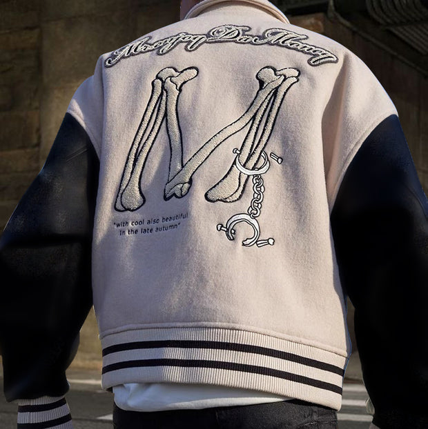 Casual bone chain rugby baseball jacket