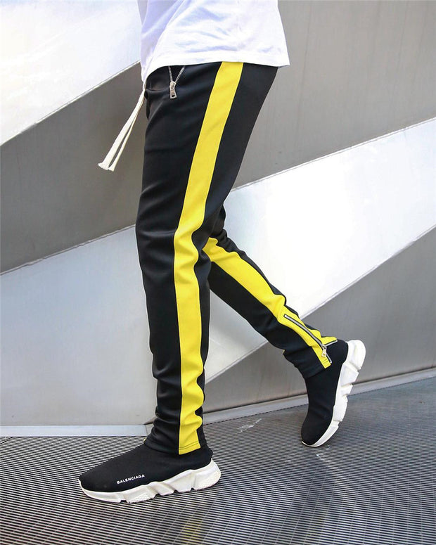 Casual sports pants, running pants, double pocket zipper jogging pants