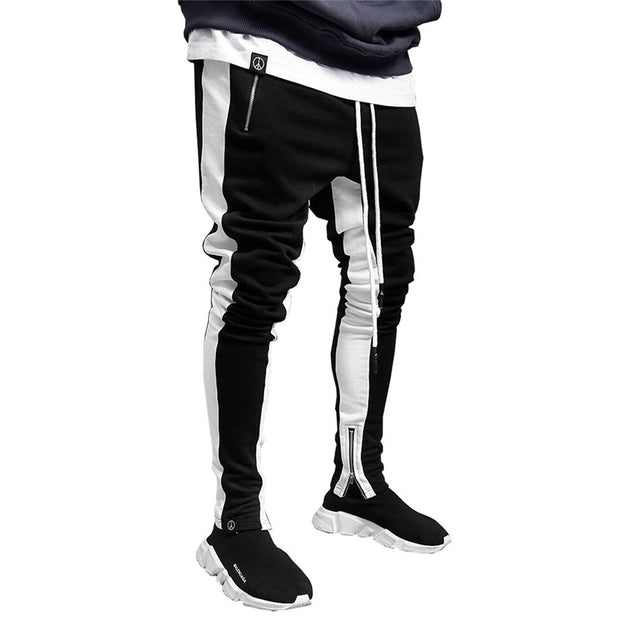 Casual sports pants, running pants, double pocket zipper jogging pants