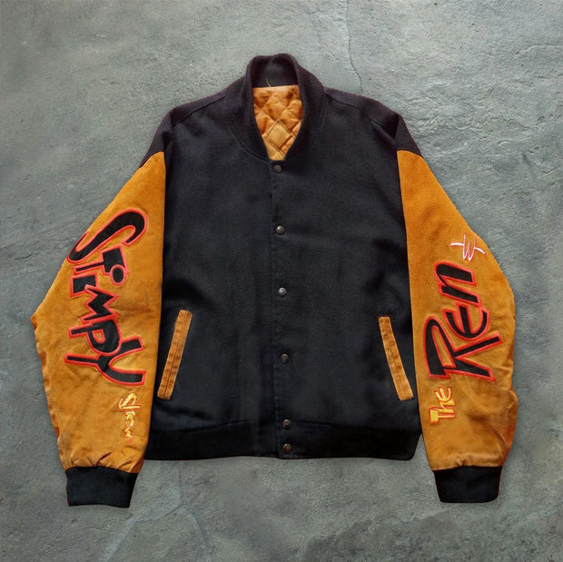 Hip-hop cartoon print fashion trend baseball uniform jacket