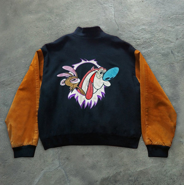 Hip-hop cartoon print fashion trend baseball uniform jacket