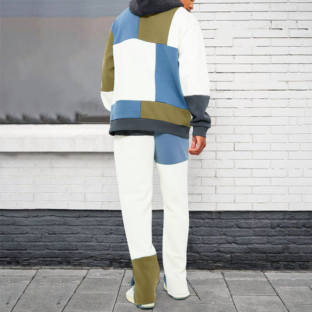 Contrast color casual fashion retro street trousers suit