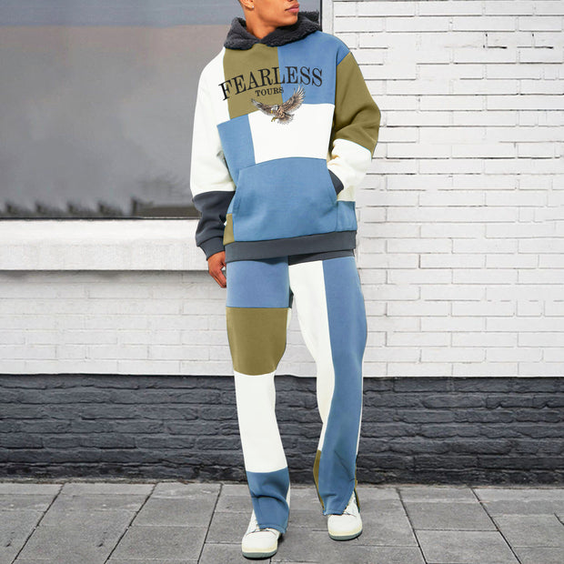Contrast color casual fashion retro street trousers suit