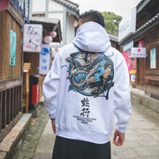 Douzhe snake line creative printing plus fleece hooded jacket loose fashion trendy sweatshirt