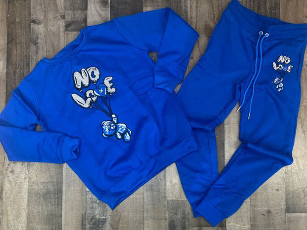Casual cartoon print round neck sweater pants suit
