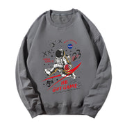 Casual astronaut print crew neck long sleeve sweatshirt