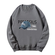 Casual hat print crew neck sweatshirt