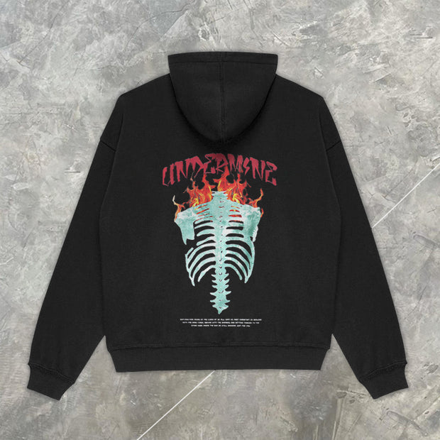 Flame Burning Bones Retro Sweatshirt