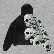 statement street style skull print hoodie