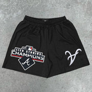 Baseball Graphic Print Elastic Shorts