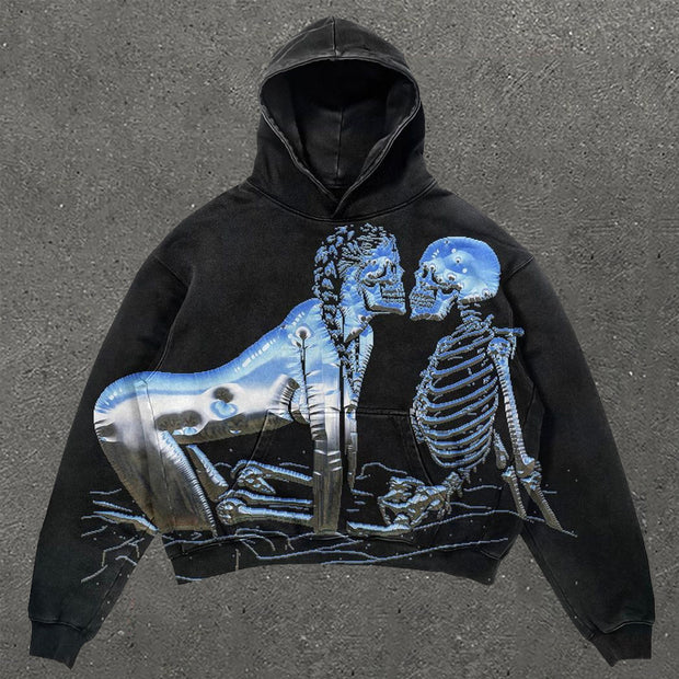 Personality Skull Love Print Long Sleeve Hoodie