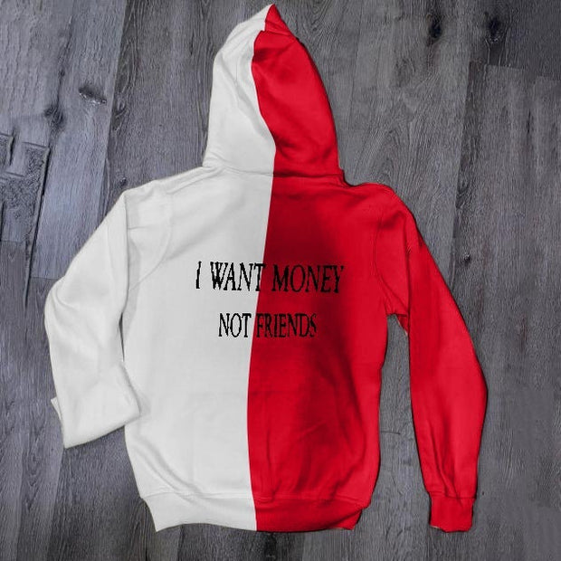 Contrast Color Trend Design Print Long Sleeve Hoodie