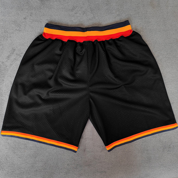 cartoon bear print street mesh shorts