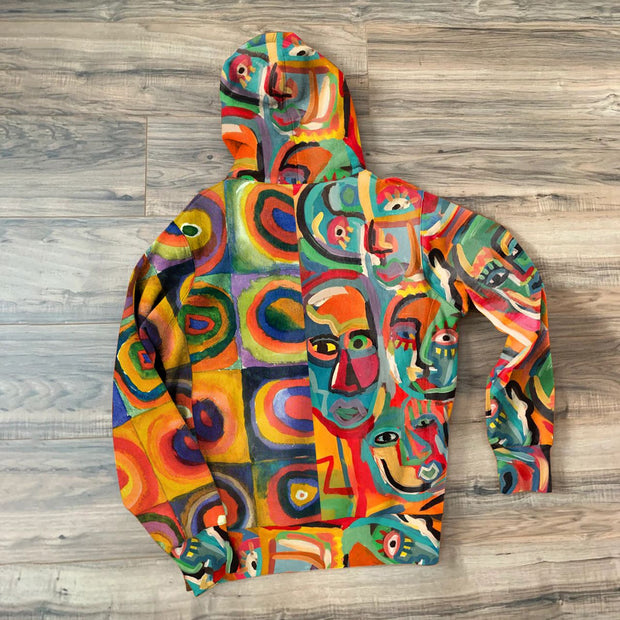 Graffiti Contrast Pattern Long Sleeve Hoodie