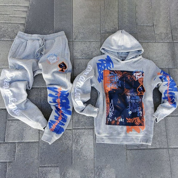 Street Style Personality Casual Loose Hoodie Two Piece Set