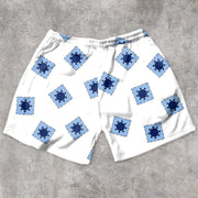 Retro Comic Print Casual Street Shorts