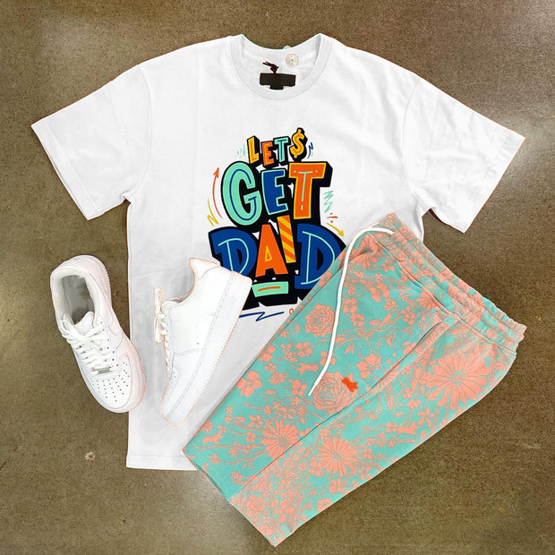 Casual printed short sleeve shorts suit
