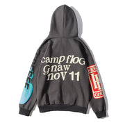 Fashion kanye graffiti letters Europe and America plus velvet sweater men and women hooded jacket