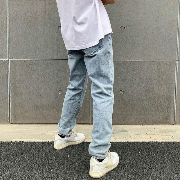 Angel pattern retro street loose jeans