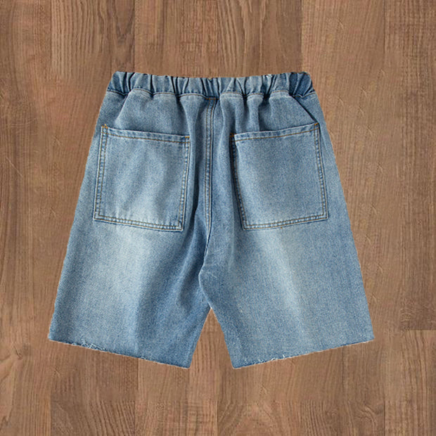 Retro light denim shorts