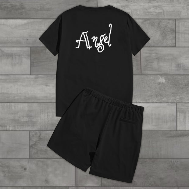 Angel patchwork casual street vacation suit