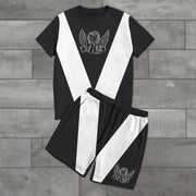 Angel patchwork casual street vacation suit
