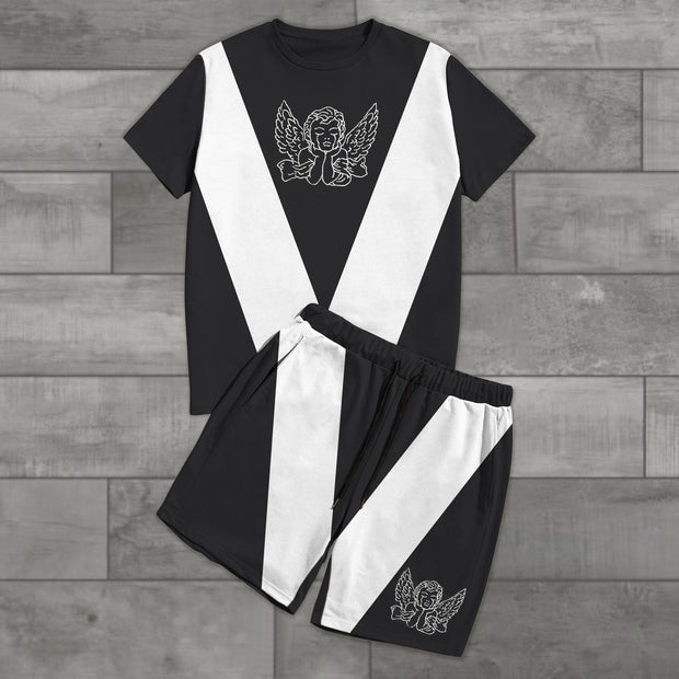 Angel patchwork casual street vacation suit