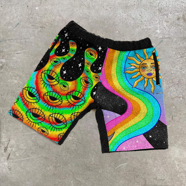 Contrasting Fashion Casual Art Print Shorts