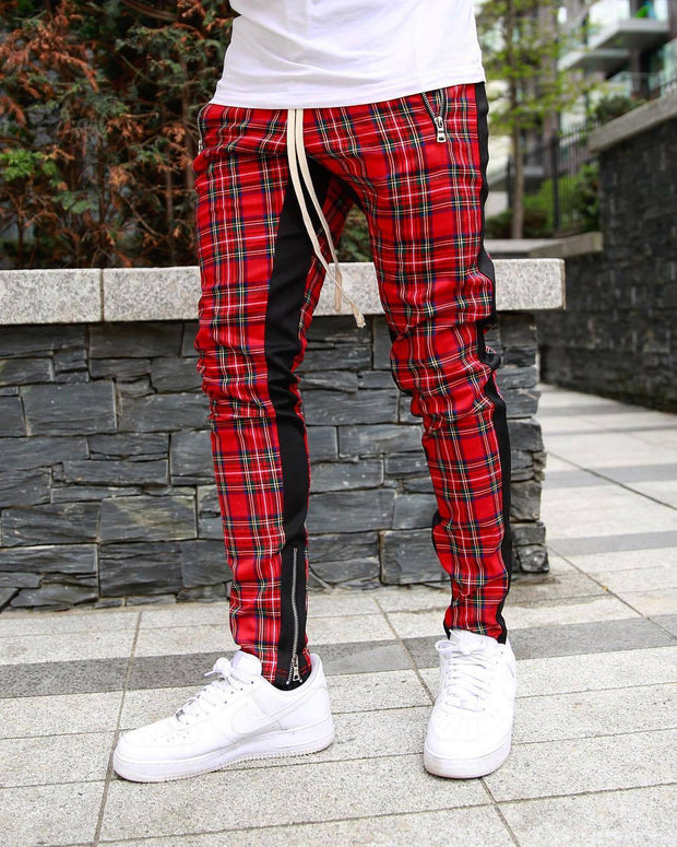 Plaid color matching fashion all-match sports and leisure trend trousers
