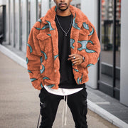 Casual loose collar personality printed jacket