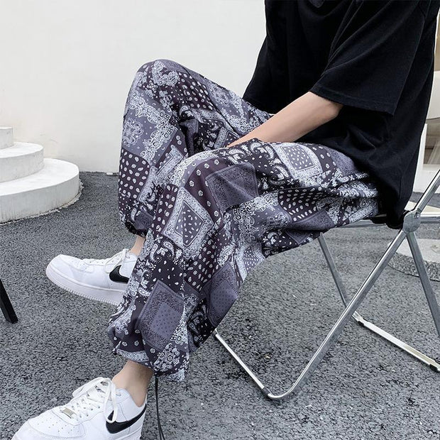 Fashion Loose Straight Printed Mopping Harem Pants